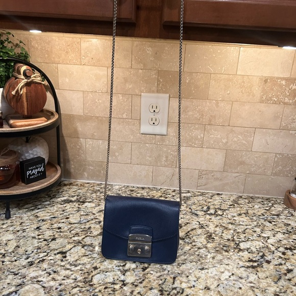 Furla Metropolis Shoulder Clutch Women Blue Ortensia Leather Bag - Picture 2 of 8